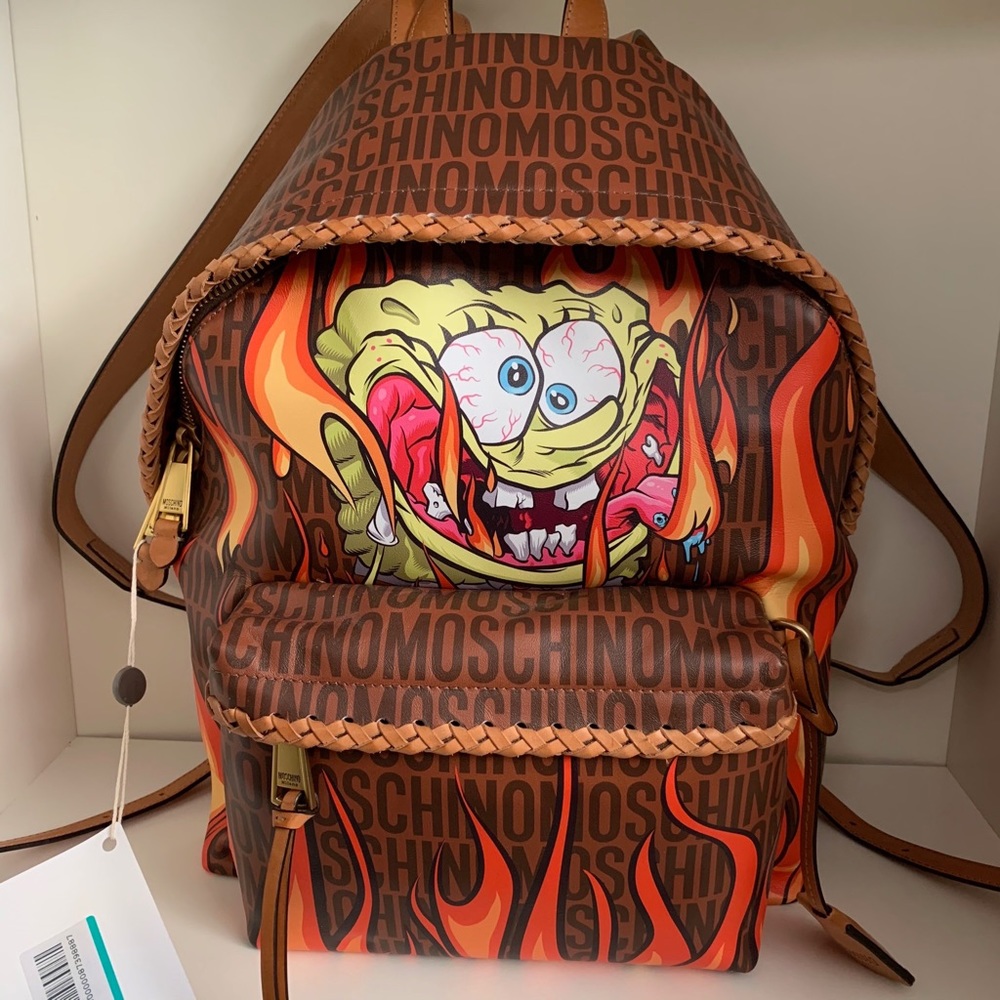 Moschino calf skin spongebob backpack